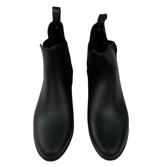 Sam Edelman Tinsley Boots Womens 9 Chelsea Rain Matte Black Rubber Bootie - Picture 4 of 10
